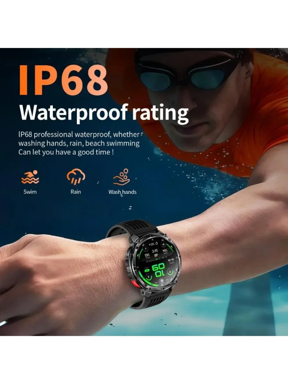 Men's Military Sport Smart Watch - Fitness Tracker, Waterproof, 100+ Modes